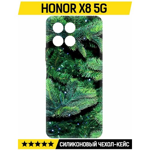 Чехол-накладка Krutoff Soft Case Еловые лапки для Honor X8 5G черный чехол накладка krutoff soft case еловые лапки для honor x50i черный