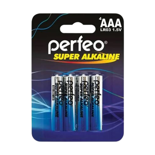 Батарейка алкалиновая мизинчиковая Perfeo LR03 AAA/4BL Super Alkaline, комплект 24 штуки батарейка perfeo lr03 2bl super alkaline 60шт