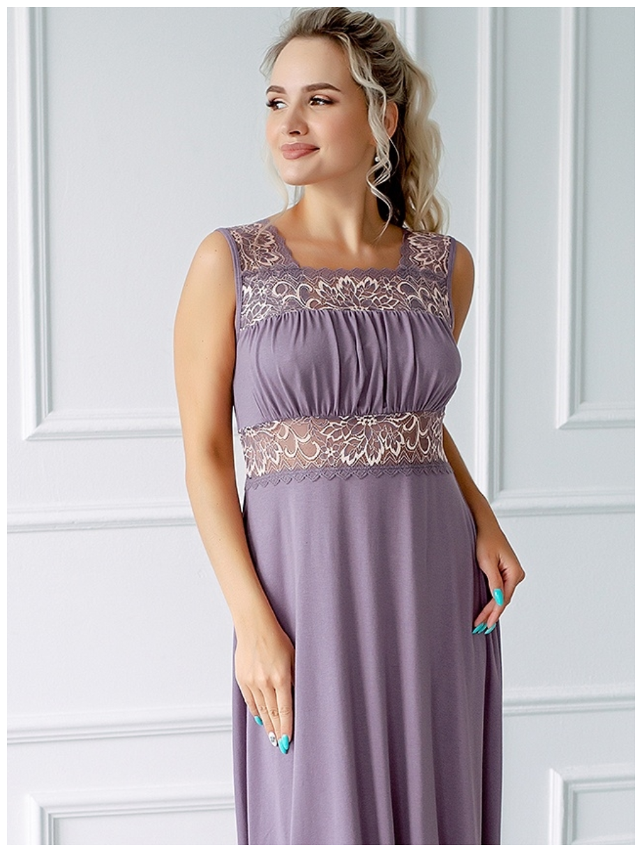 Женская ночная сорочка Риана длинная, Премиум-качество, размер 50 розовый, Текстильный край. - фотография № 3