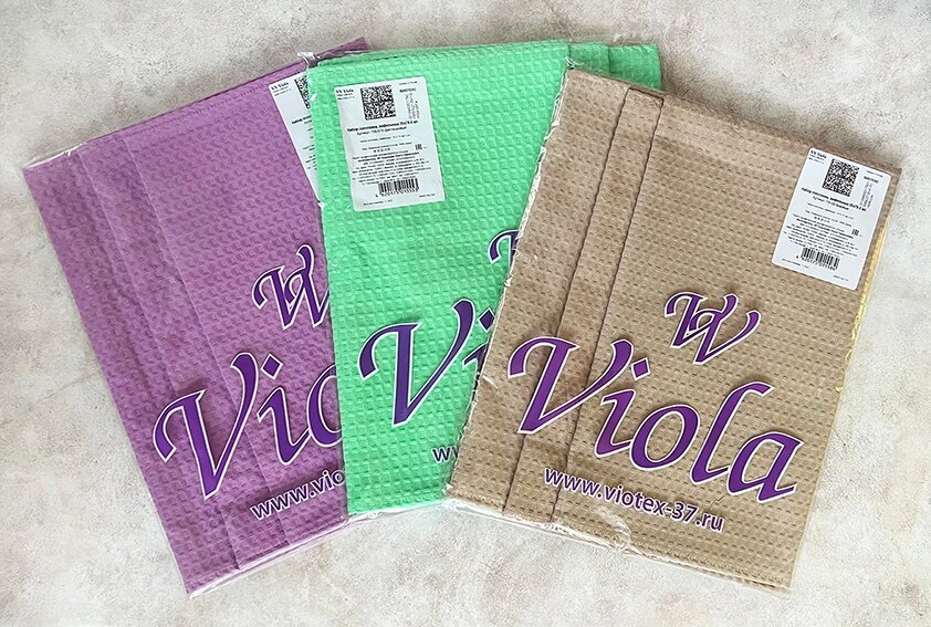 VV Viola набор вафельных полотенец-3шт.(35х70см), 100% хлопок / бордовый - фотография № 3