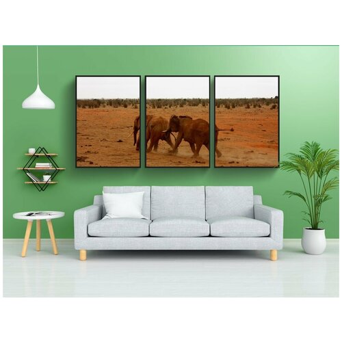 фото Набор модулных постеров для интерьера "слон, животное, семья" 60x90 см. в тубусе, без рамки lotsprints