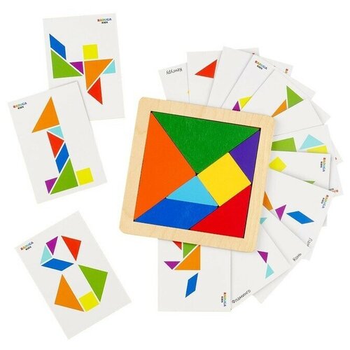 Головоломка Танграм с карточками (17 шт.) игровые наборы miniland головоломка танграм с магнитной доской 84 элемента