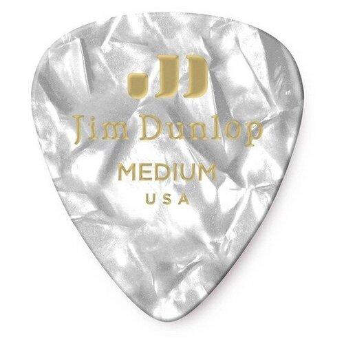 Медиатор DUNLOP 4830-04 Genuine Celluloid White Perloid