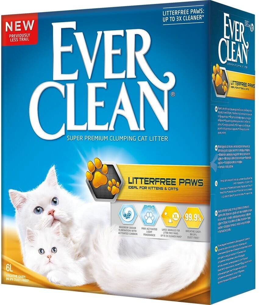 Ever Clean Litter Free Paws комкующийся наполнитель для длинношерстных кошек, аромат свежести 6 л