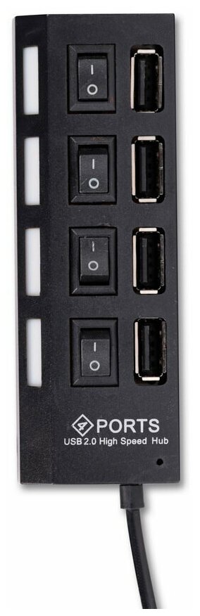 USB 2.0 хаб SmartBuy с выключателями, 4 порта, черный