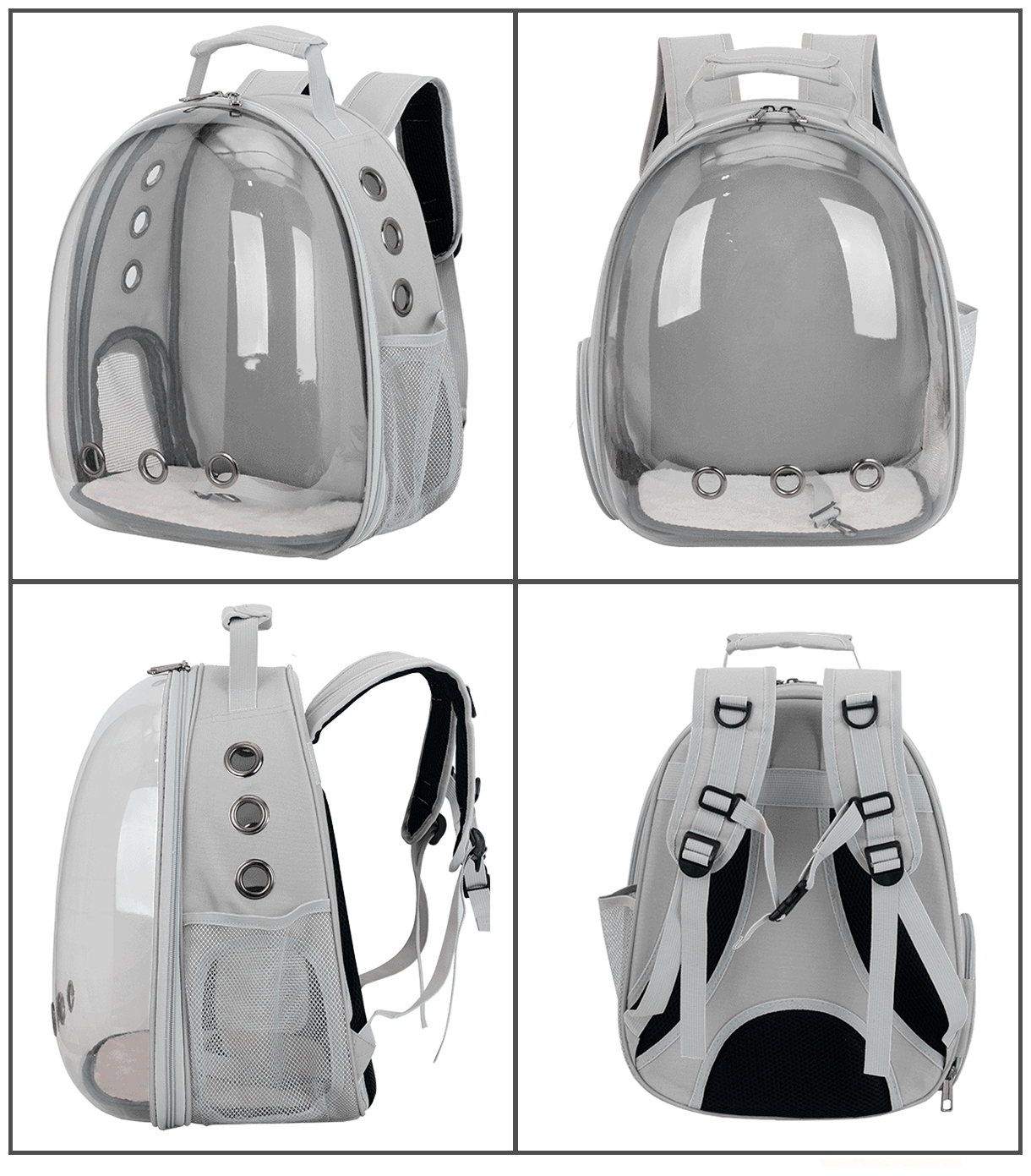 Сумка-переноска для мелких животных / рюкзак для переноски животных с обзором (серый) - фотография № 4