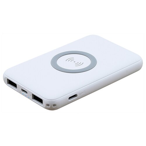 Внешний аккумулятор с беспроводной зарядкой Qi Power Bank 5000 мАч 3 выхода USB 21А макс Type-C 21А 117900₽