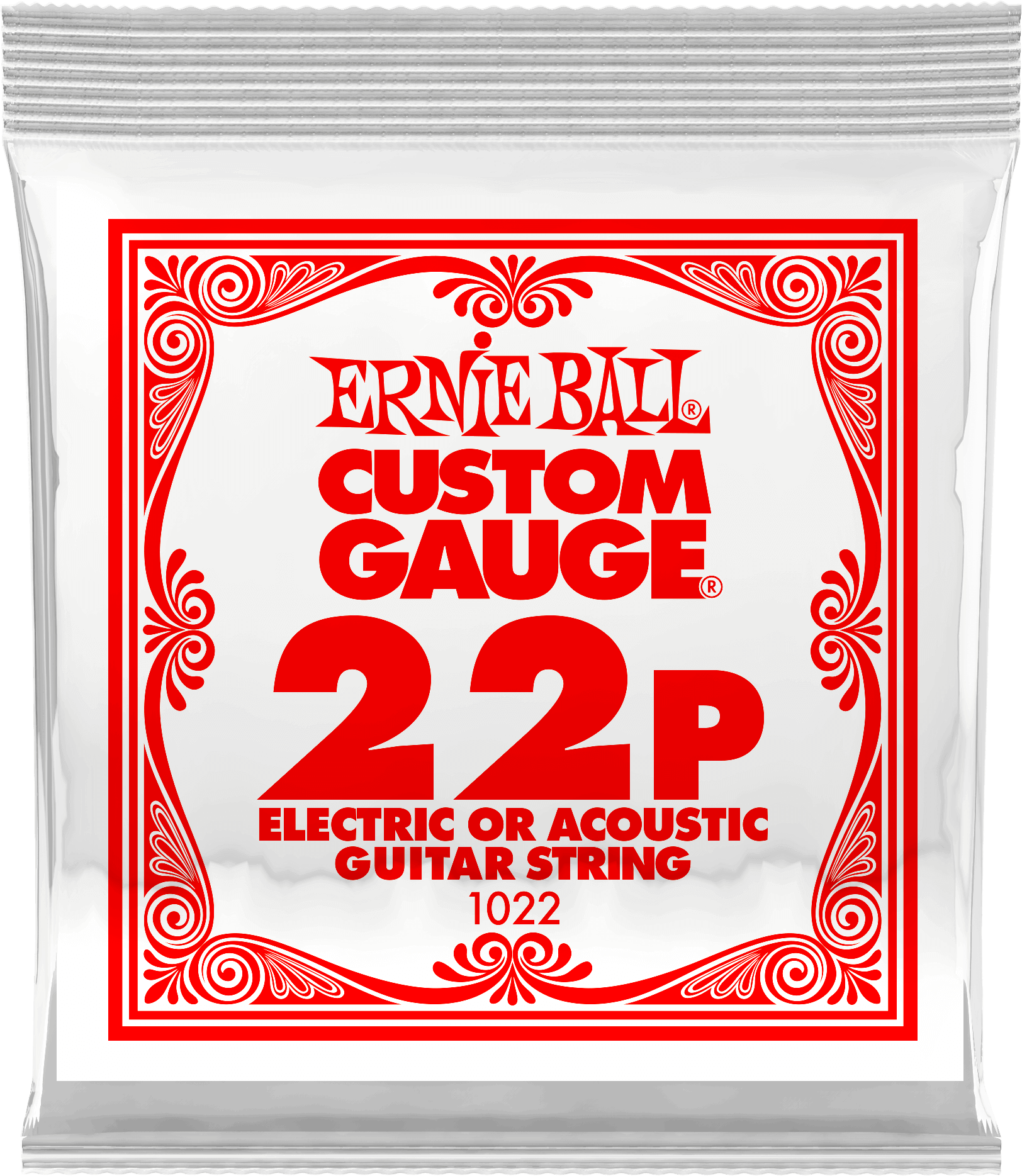 Струна для акустической и электрогитары Ernie Ball P01022 Custom gauge, сталь, калибр 22, Ernie Ball (Эрни Бол)