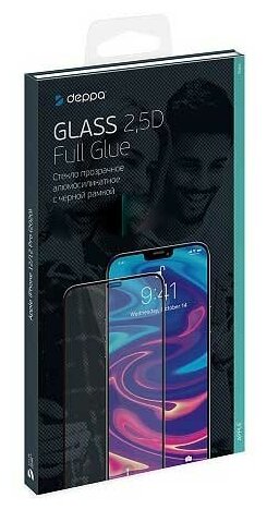 Защитное стекло 2,5D Full Glue для Honor 9X (2020), 0.3 мм, черная рамка, Deppa 62682