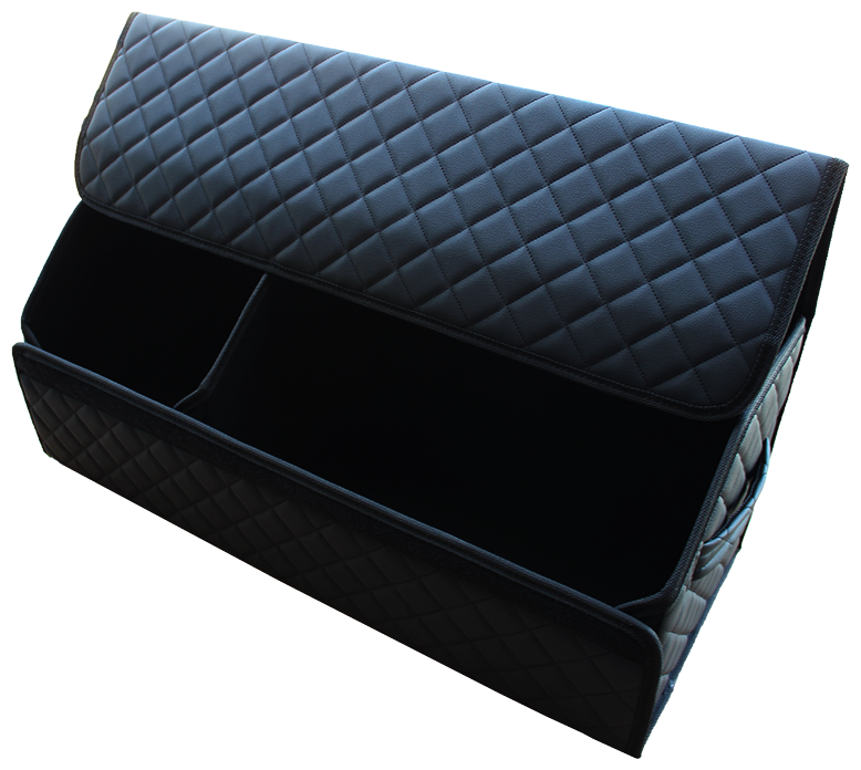 Автоорганайзер сумка в машину универсальный, автосумка органайзер в багажник для автомобиля, ромб черный, черная строчка (70*30*30 см)