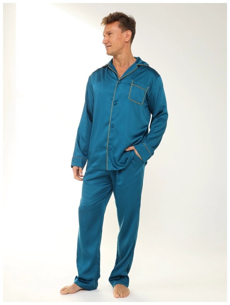 Пижама мужская из тенселя (комплект: брюки и рубашка), размер 50 - фотография № 3