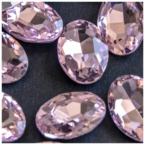 Декоративные кристаллы для рукоделия стеклянные овал 10 шт размер 18х13 мм, цвет Lt.Pink - бледно-розовый