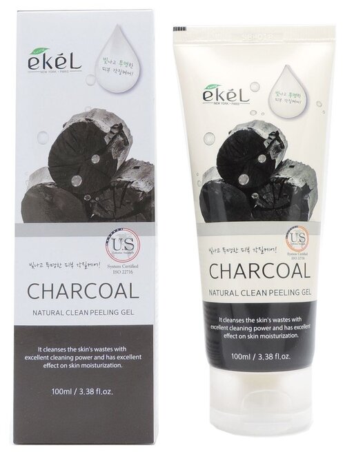 Ekel Пилинг-скатка Natural Clean Peeling Gel Charcoal с углём, 100 мл