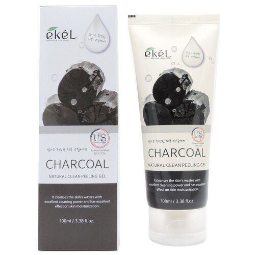 Ekel Пилинг-скатка Natural Clean Peeling Gel Charcoal с углём, 100 мл e kel пилинг скатка с экстрактом древесного угля ekel natural clean peeling gel charcoal 100 мл