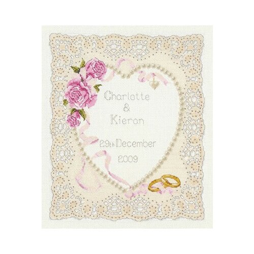 фото * набор для вышивания anchor floral heart wedding sampler 24*20см, mez, acs05