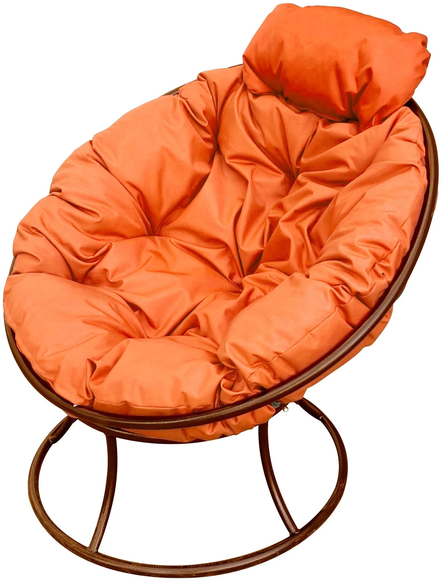 Кресло m-group папасан мини коричневое, оранжевая подушка - фотография № 1