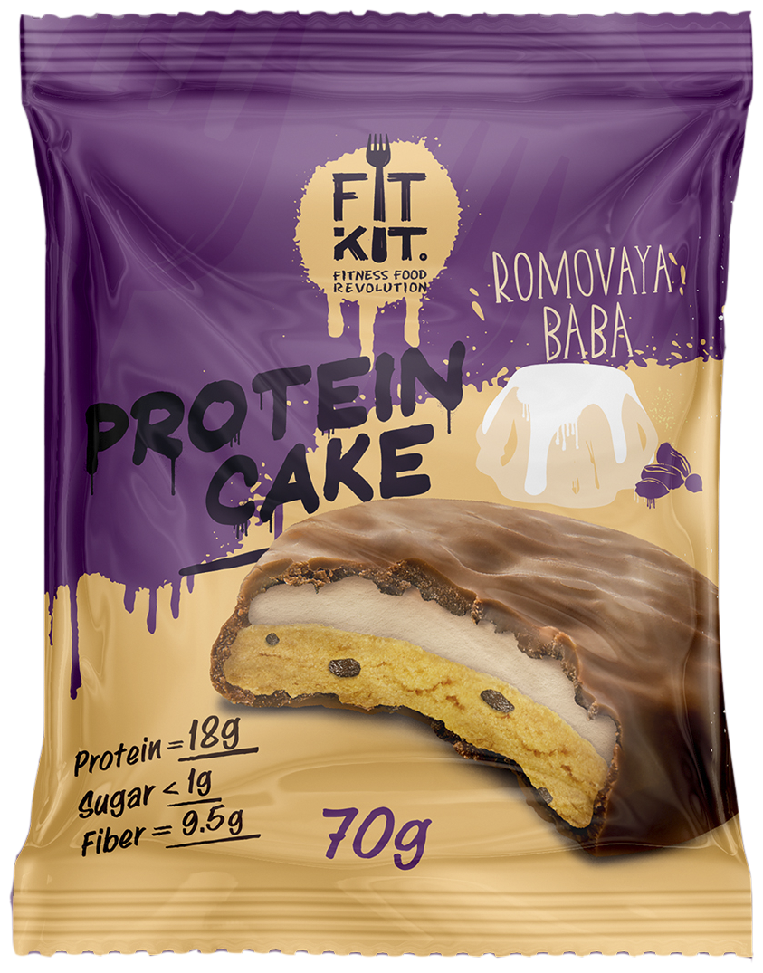 Кейк протеиновый Fitkit Protein Cake ромовая баба, 70 г - фото №1