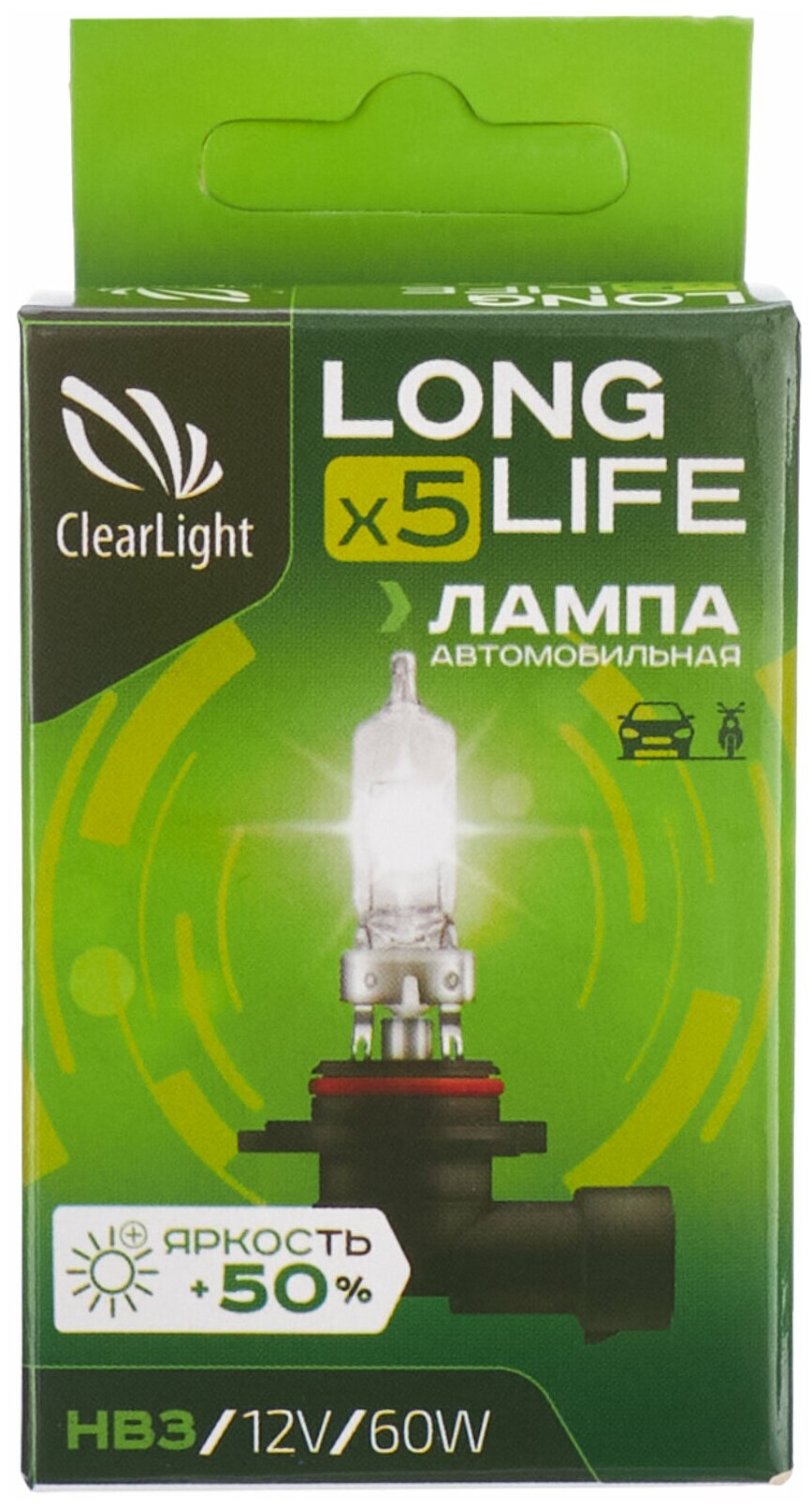 Лампа автомобильная галогенная ClearLight Long Life MLH27LL H27 12V 55W PG13