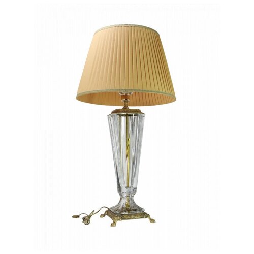 Лампа настольная (античное золото) с тканевым абажуром (желтый) Olympus Brass Высота: 88 см