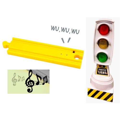 Деревянная железная дорога: Поющий рельс и светофор для поездов, локомотивов, подвижного состава, элемент детской железной дороги