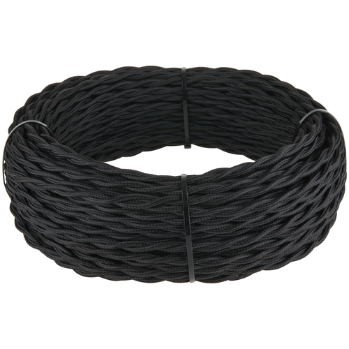 Ретро кабель Werkel W6452208/ Ретро кабель витой 2х1,5 (черный) 20 м