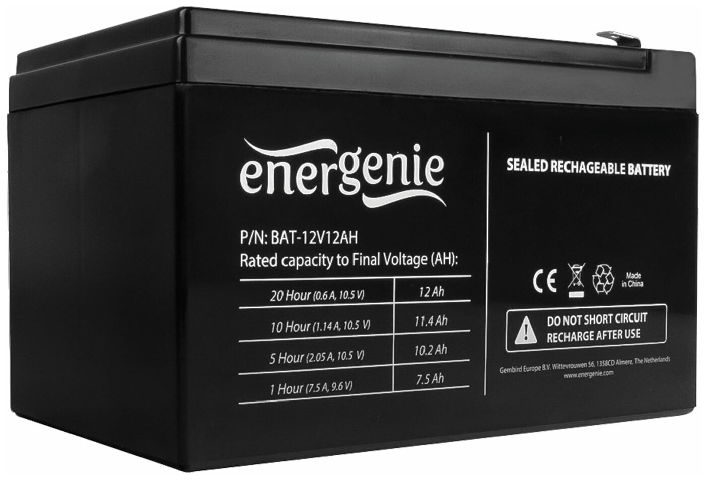 Аккумуляторная батарея Energenie BAT-12V12AH 12В 12 А·ч