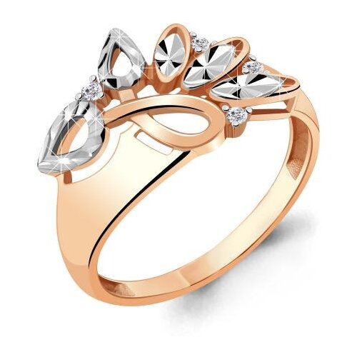 фото Кольцо из золочёного серебра aquamarine а68855а-пк с фианитом diamant-online