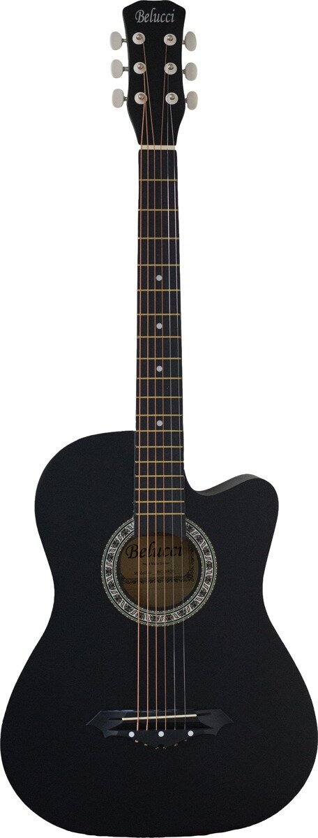 В комплекте: Акустическая гитара 7/8 Belucci BС3820 BK матовая, Чехол, Ремень, 6 Струн, Медиаторы, черная ,38 дюймов