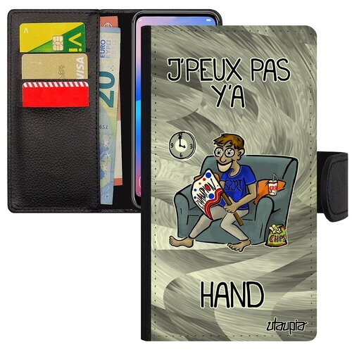 фото Защитный чехол книжка на смартфон // xiaomi redmi note 6 pro // "не могу - смотрю гандбол!" надпись шутка, utaupia, серый