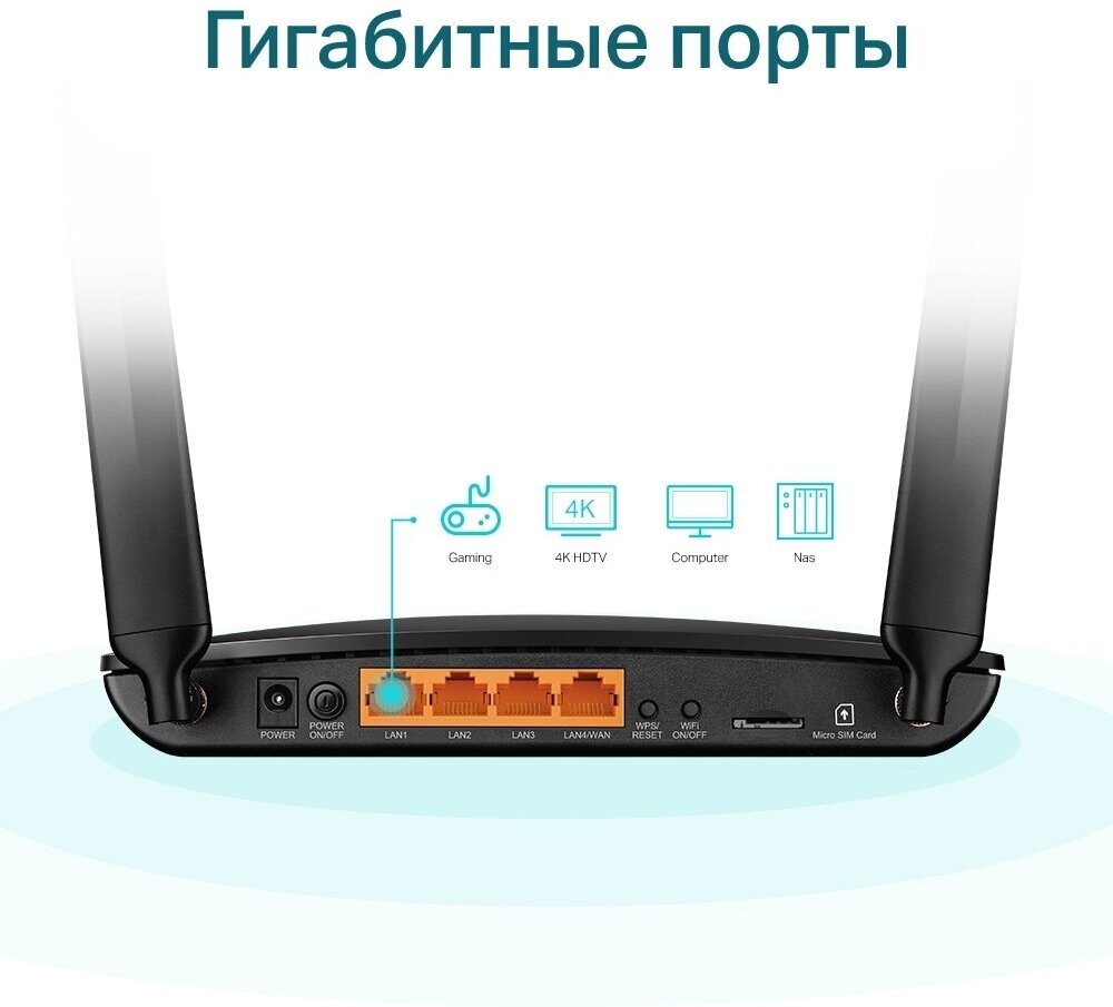 Wi-Fi роутер Tp-link Archer MR600 AC1200 4G/4G+ черный