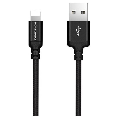 Дата-кабель USB 2.1A для Lightning 8-pin More choice K12i нейлон 1м Black