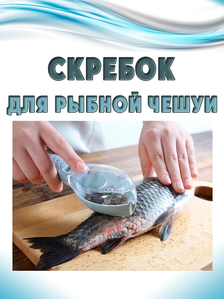 Рыбочистка голубая с контейнером для чешуи, идеально подходит для подарка, для кухни и рыбы, убирает всю чешую