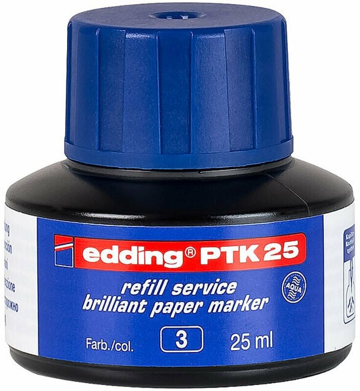 Чернила edding PTK25, для заправки, пигментные, капиллярная система, 25 мл Синий