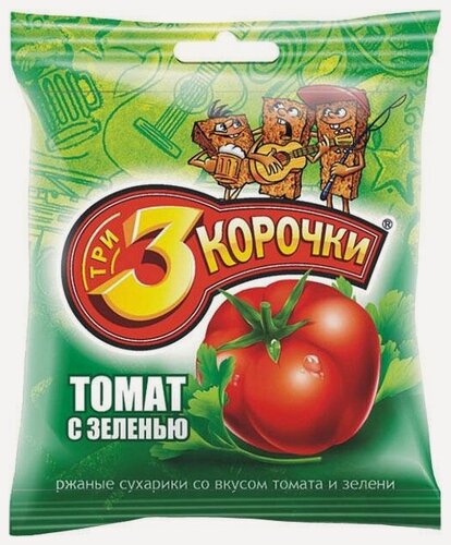 Изображение товара Упаковка 60 штук Сухарики ржаные "3 корочки" томат и зелень 40г
