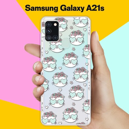 Силиконовый чехол Узор из котов на Samsung Galaxy A21s силиконовый чехол узор из лам на samsung galaxy a21s