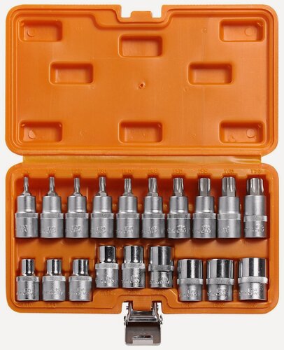Изображение товара Набор головок 1/2" TORX (Е10 24) и вставок (Т20 70) 19 предм. (AIRLINE)