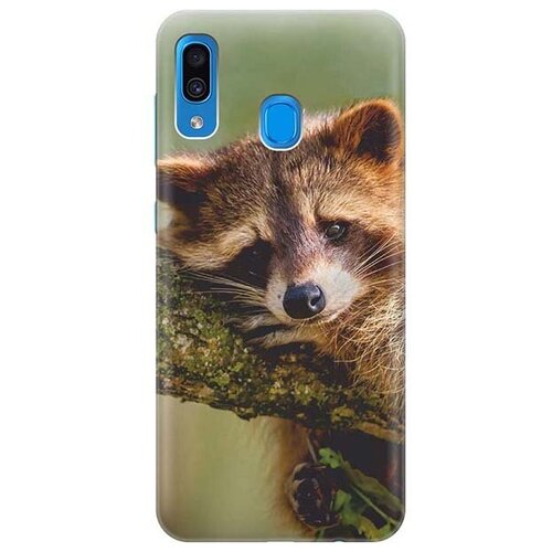 фото Ультратонкий силиконовый чехол-накладка для samsung galaxy a20 / a30 с принтом "задумчивый енот" gosso