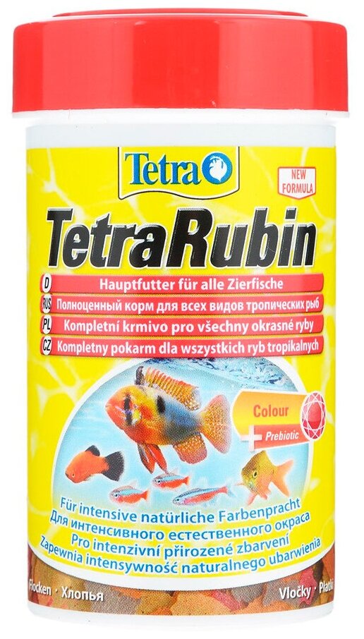 TetraRubin корм в хлопьях для улучшения окраса всех видов рыб 250 мл