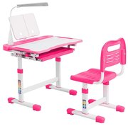 Комплект Anatomica Vitera парта + стул + выдвижной ящик + подставка + светильник белый/розовый