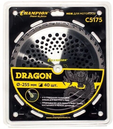 Нож Champion C5175 Dragon 40/255/25,4 для триммера SRM-330ES/SRM-350ES