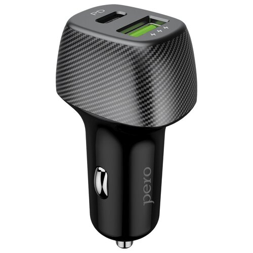 фото Автомобильное зарядное устройство pero ac03 1usb fast charge + power delivery 36w черное