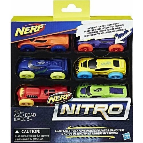 Hasbro Nerf - Машинки Нитро, 6 штук hasbro nerf nitro машинки 3 шт 3 синяя красная оранжевая