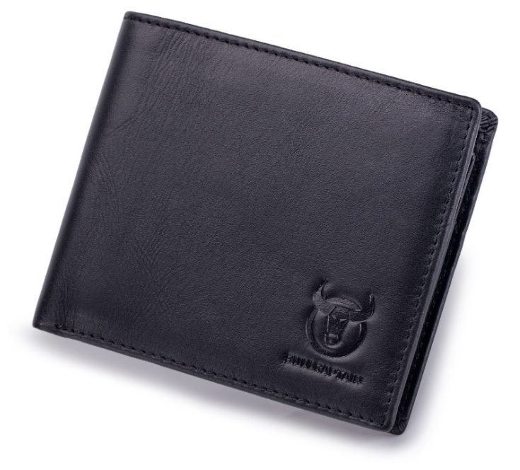 Мужской кожаный кошелек MyPads Premium M-015 из качественной натуральной кожи быка черный 