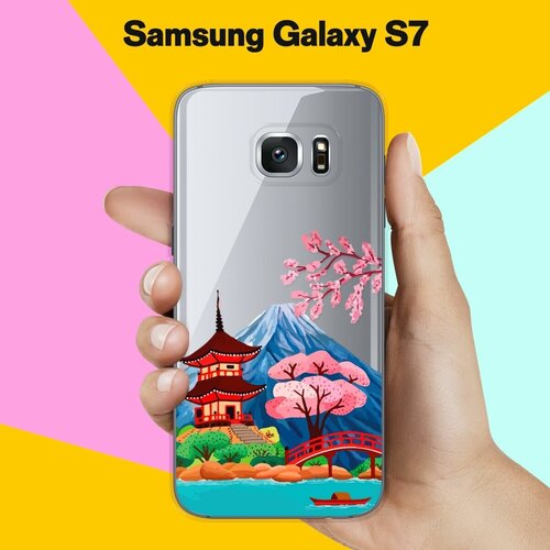 Силиконовый чехол на Samsung Galaxy S7 Вулкан / для Самсунг Галакси С7 жидкий чехол с блестками абстрактные цветы в движении на samsung galaxy s7 самсунг галакси с 7