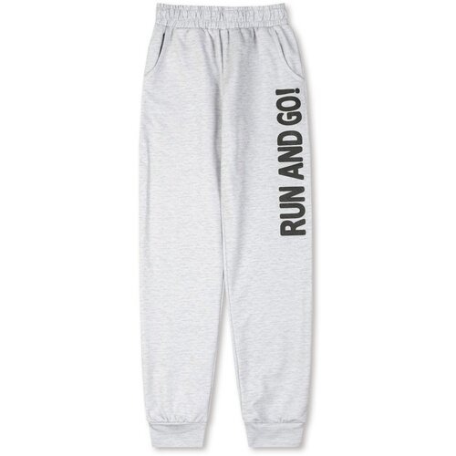 фото Брюки для мальчика - серый меланж - надпись , размер 116 takro