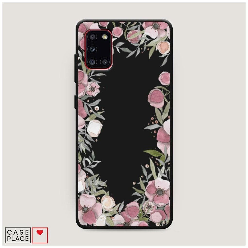 Матовый силиконовый чехол "Розовая цветочная рамка" на Samsung Galaxy A31 / Самсунг Галакси А31