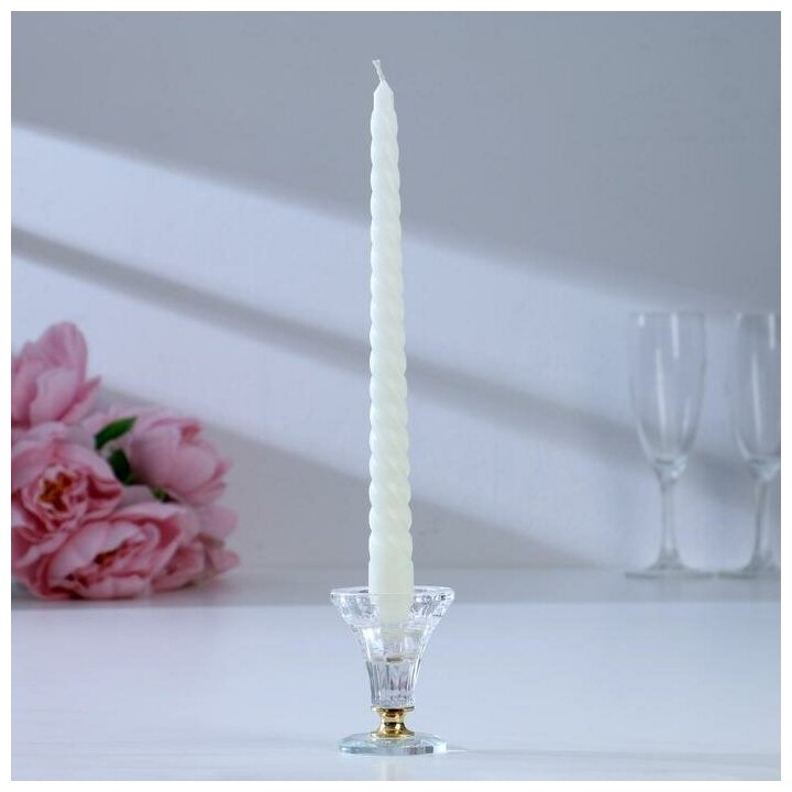 Свечи Sima-land Витые, 2,2х25 см, лакированные, белые, 4 шт
