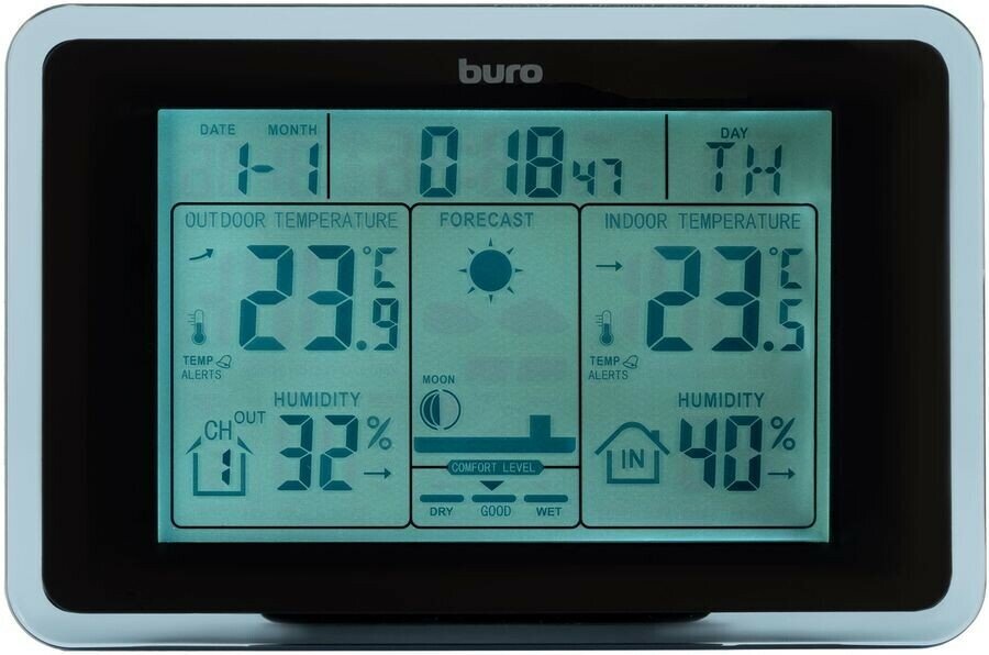 Цифровая метеостанция Buro BU-WSH168-LIGHT черный
