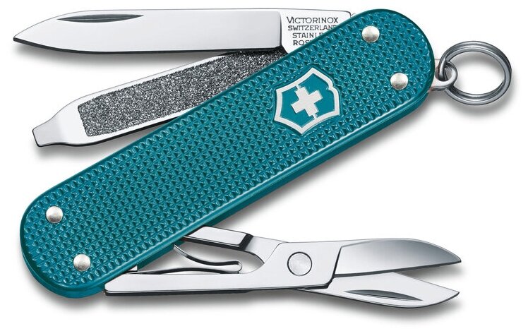 Нож-брелок VICTORINOX Classic SD Alox Colors "Wild Jungle", 58 мм, 5 функций, тёмно-бирюзовый Victorinox MR-0.6221.242G