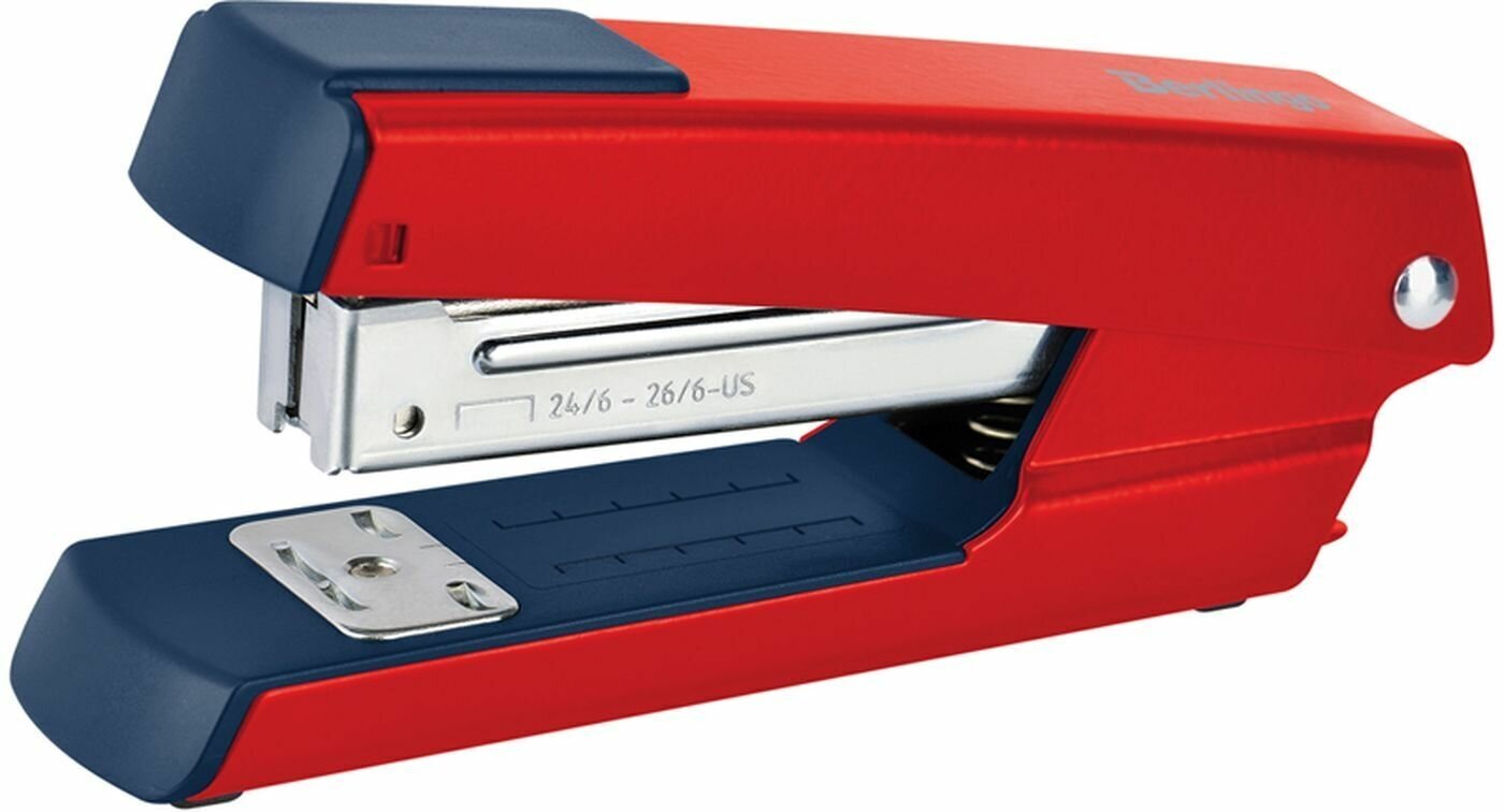 Степлер 24/6, 26/6 до 30 листов, металлический корпус, красный "Power TX"